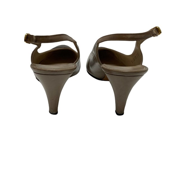 Vintage Salvatore Ferragamo Slingback Heels Size 7 Beige Black - Picture 8 of 9